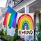 Love is Love Rainbow Decorative Garden Flag, Be Kind LGBTQ Gay Lesbian Heart Yard Outside Pride Month Home Decoration, LGBT Bisexual Pansexual Burlap Outdoor Small Decor Double Sided 12 x 18